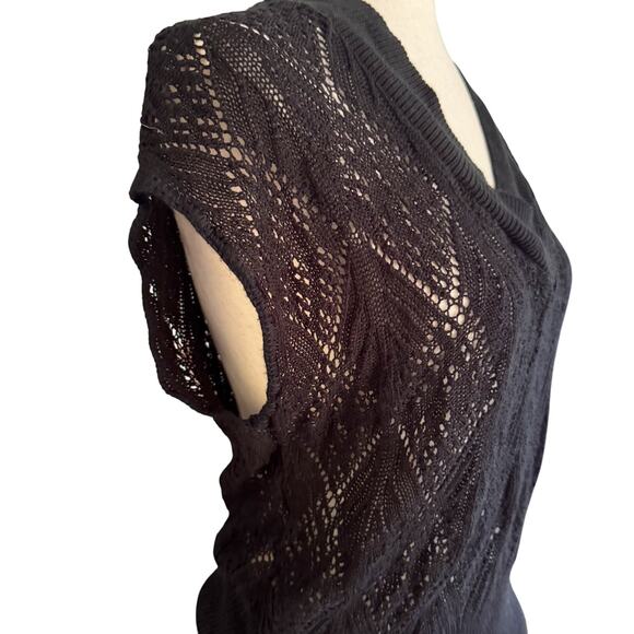 Say What USA Open Knit Top Women's M L XL Black fairygrunge Whimsygoth Vintage - Picture 3 of 14